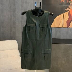 Banana Republic Heritage Collection Forest Green Leather Dress 8